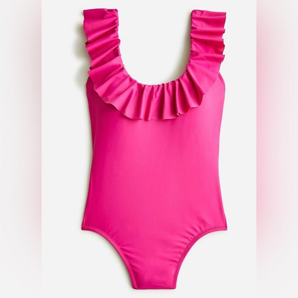 J. Crew Ruffle Scoopback One-Piece Swimsuit In Radiant Fuchsia Pink Plus Size 16
